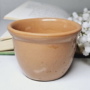 Vtg Weller Custard Cup Ramekin Light Brown Earthenware Retro Cup Small Planter